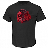 NHL Chicago Blackhawks Red Skull Head Black T-Shirt WEM,baseball caps,new era cap wholesale,wholesale hats